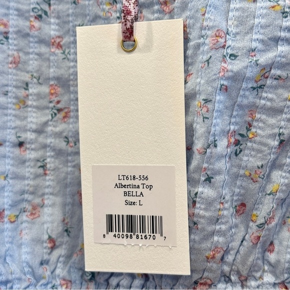 NWT LoveShackFancy Albertina Cropped Top in Bella Blue Lace details brand new​ - Picture 5 of 16